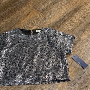 Habitual girls Silver Sequin Crop Top